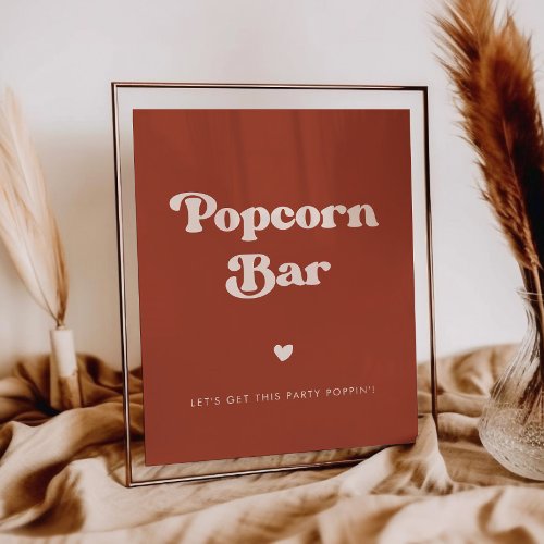 Stylish retro Terracotta Popcorn bar sign