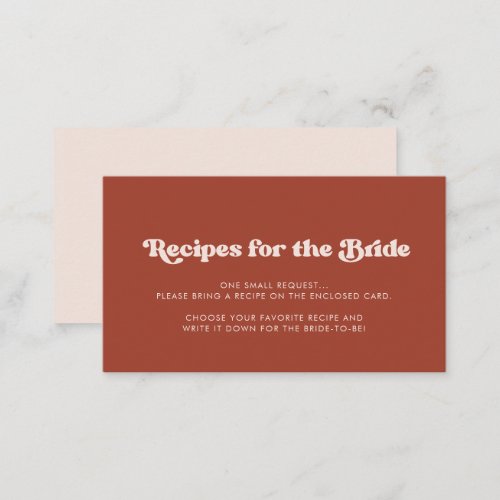 Stylish retro Terracotta Recipe request card