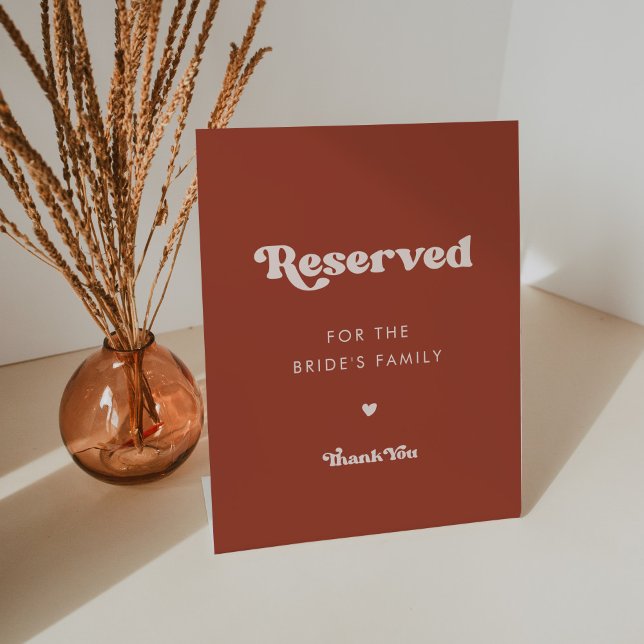 Stylish retro Terracotta Reserved for the family Pedestal Sign (Creator Uploaded)