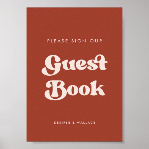 Stylish retro Terracotta Sign our guest book sign