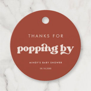Stylish retro Terracotta Thanks for popping by Favor Tags
