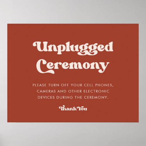 Stylish retro Terracotta Unplugged ceremony  Poster