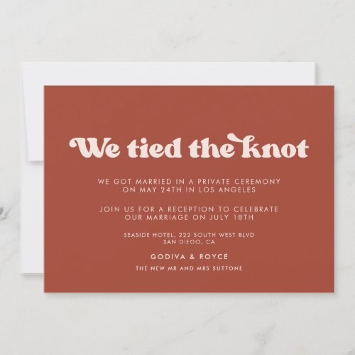Stylish retro terracotta We tied the knot card