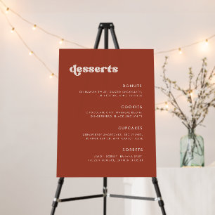 Stylish Retro Terracotta Wedding Dessert Bar Sign