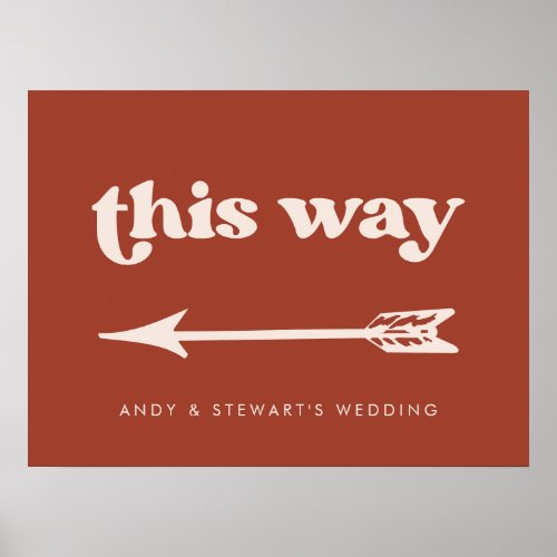 Stylish retro Terracotta Wedding Direction Poster