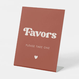 Stylish retro Terracotta Wedding Favors Pedestal Sign