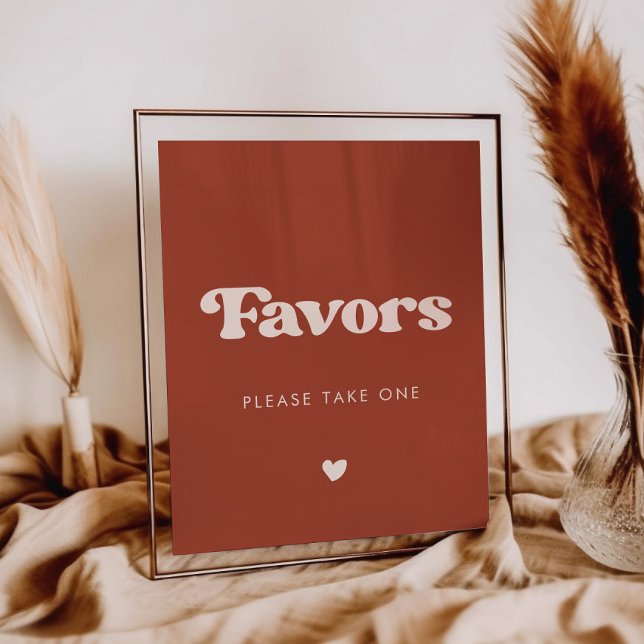 Stylish retro Terracotta Wedding Favors sign (Creator Uploaded)