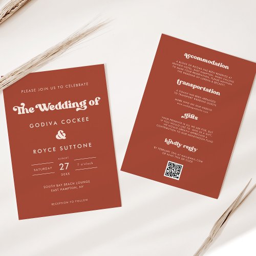 Stylish retro Terracotta wedding Invitation