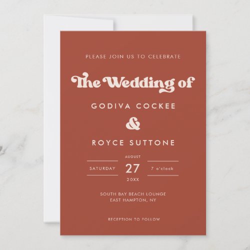 Stylish retro Terracotta wedding Invitation