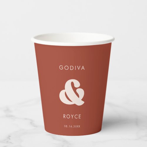 Stylish retro Terracotta Wedding Paper Cups