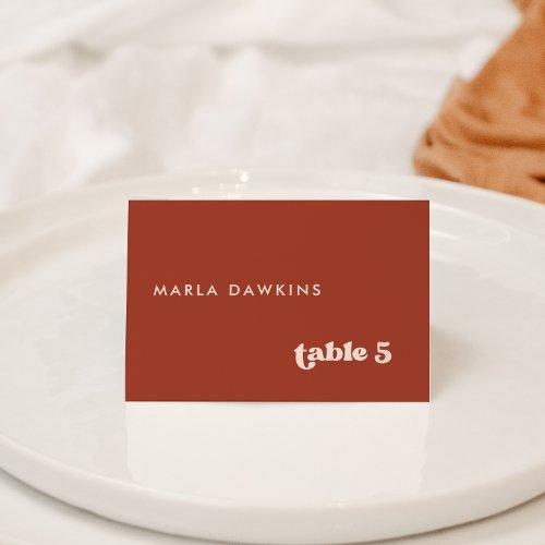 Stylish retro Terracotta Wedding place card