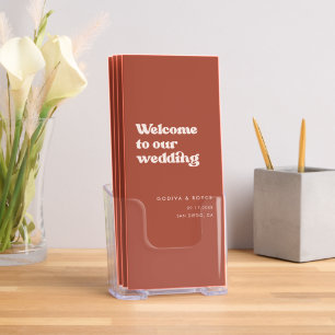 Stylish Retro Terracotta Wedding Program Trifold Brochure