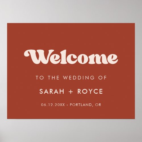 Stylish retro Terracotta Welcome to our wedding Poster