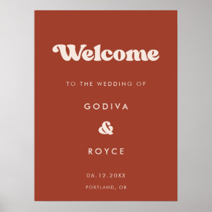 Stylish retro Terracotta Welcome to our wedding Poster