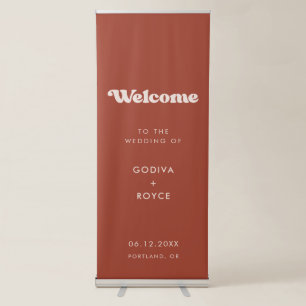 Stylish retro terracotta Welcome to our wedding Retractable Banner