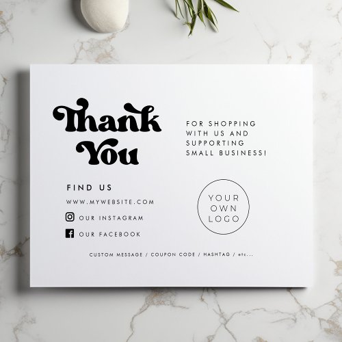Stylish retro Thank you package insert card