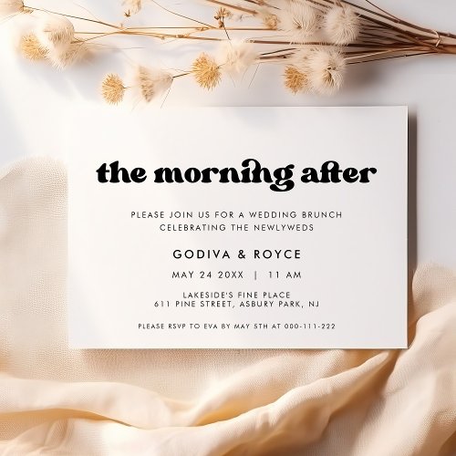 Stylish retro The Morning after Wedding Brunch Invitation