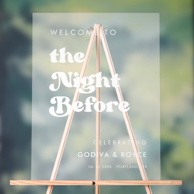 Stylish retro The Night before welcome frosted Acrylic Sign (Neutral)