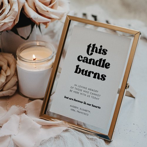 Stylish retro This Candle burns Wedding Memorial Poster