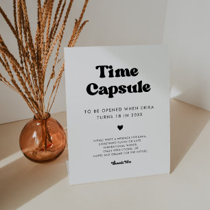 Stylish retro Time capsule 1st Birthday sign