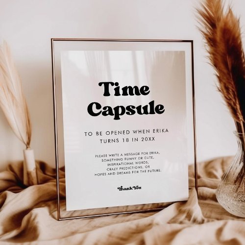 Stylish retro Time capsule 1st Birthday sign