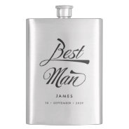 Stylish Retro Typography Best Man Groomsmen Flask at Zazzle