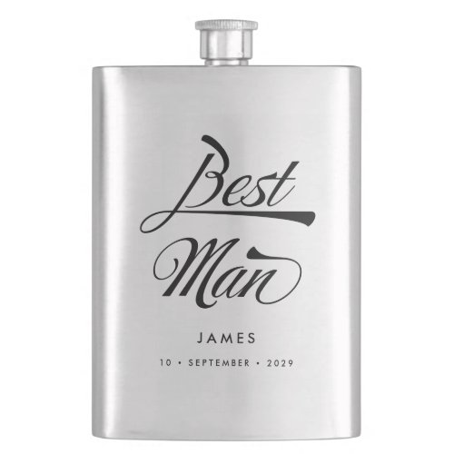 Stylish Retro Typography Best Man Groomsmen Flask