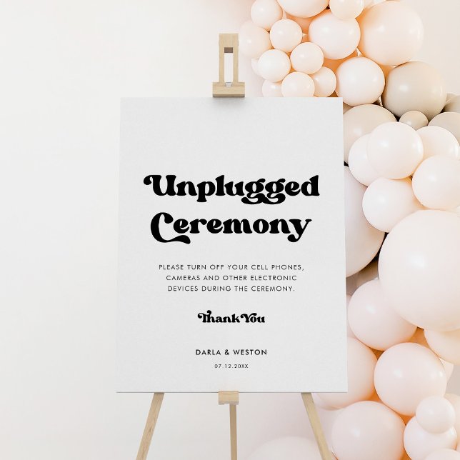 Stylish Retro Unplugged Ceremony Sign (Creator Uploaded)