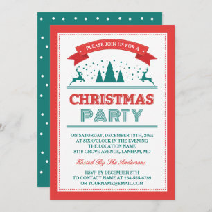 Stylish Retro Vintage Typography Christmas Party Invitation