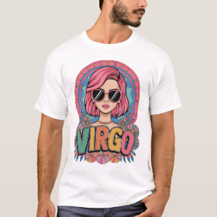 Stylish Retro Virgo Woman Zodiac Sign Colorful T-Shirt