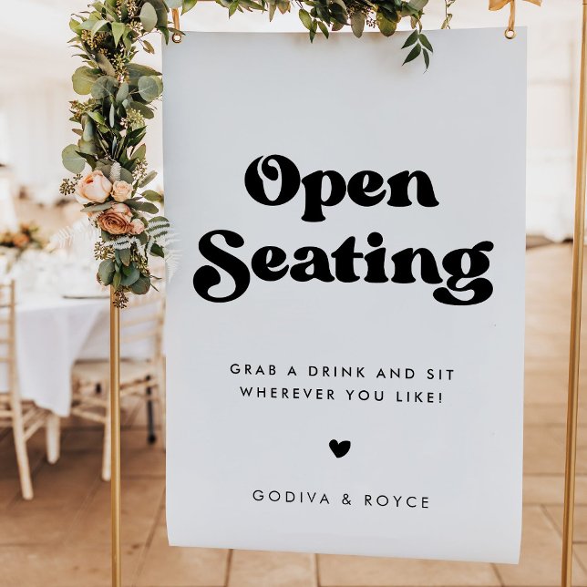 Stylish retro wedding Open Seating Sign (Creator Uploaded)