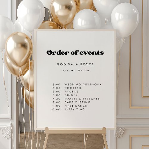 Stylish retro wedding Order of events Poster