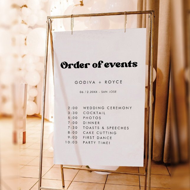 Stylish retro wedding Order of events Sign (Creator Uploaded)