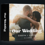 Stylish retro wedding photo album 3 ring binder<br><div class="desc">Keep your most precious wedding day memories in this binder. Fully customizable with your favorite wedding photo,  custom text or message,  and favorite colors.</div>