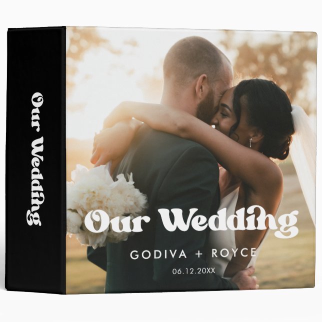 Stylish retro wedding photo album 3 ring binder (Front/Spine)