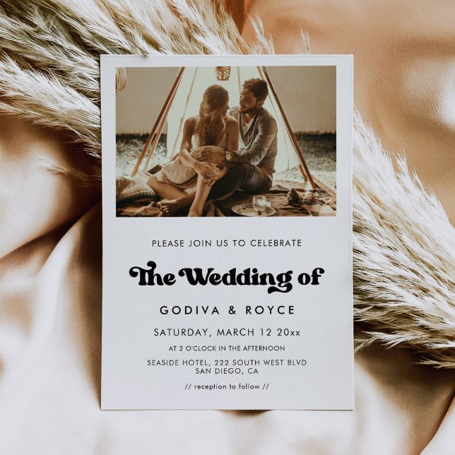 Stylish retro wedding photo invitation (Creator Uploaded)