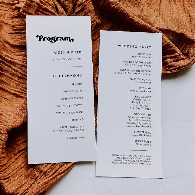 Stylish retro wedding program (Creator Uploaded)