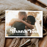 Stylish retro wedding Thank you photo Postcard<br><div class="desc">Express your gratitude and thank your guests for their presence and beautiful gifts with this customizable photo card with a modern style. Just add your favorite wedding picture,  change the colors and write your own thank you message.</div>