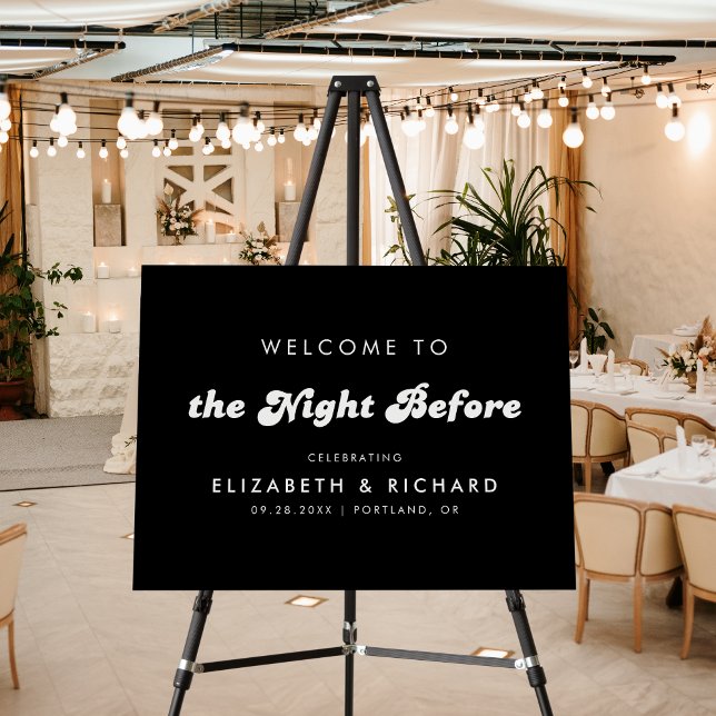 Stylish Retro Wedding Welcome to The Night Before Foam Board (Retro “welcome to the night before” foam board creates a warm, stylish vibe for your event.)