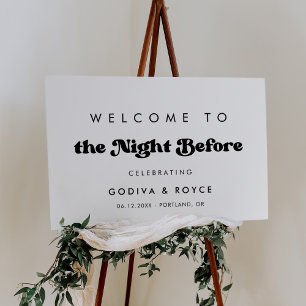 Stylish retro Welcome to The Night Before Sign