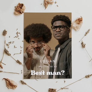 Stylish retro Will you be my Best man photo Invitation