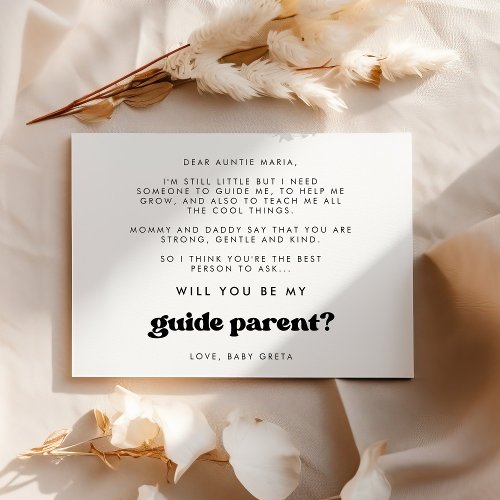 Stylish retro Will you be my Guide parent card