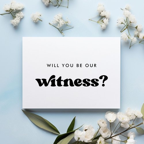 Stylish retro Will you be our witness card