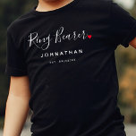 Stylish Ring Bearer Wedding T-Shirt<br><div class="desc">The perfect gift for any ring bearer,  the fun and modern design features a stylish typography script "Ring Bearer" with cute little red love heart full stops. The design is easy to personalize with a name and established wedding date and will be the perfect keepsake from your special day.</div>