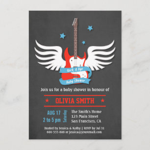Stylish Rock and Roll Rock a Bye Baby Shower Invitation