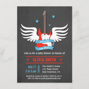Stylish Rock and Roll Rock a Bye Baby Shower Invitation