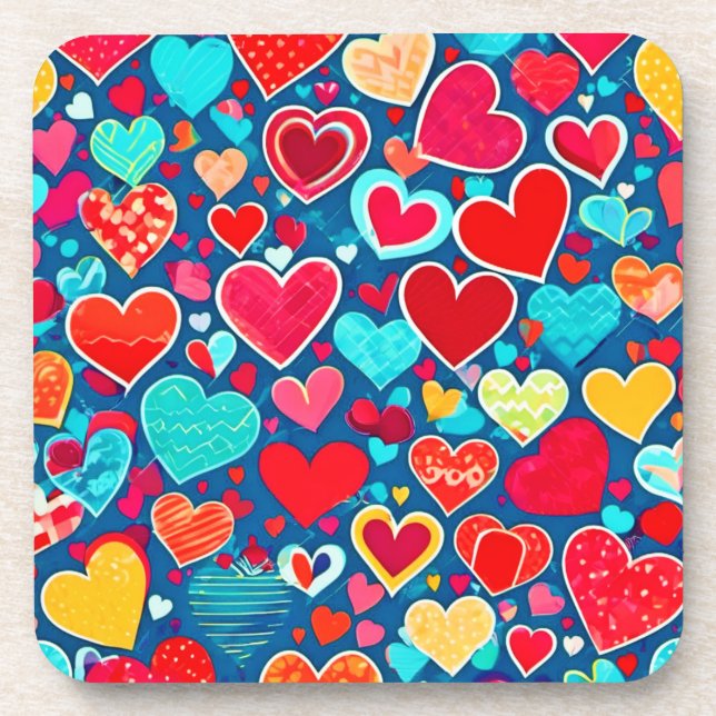 Stylish Romance: Chic Hearts Elegance Beverage Coaster (Front)