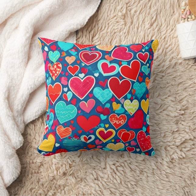 Stylish Romance: Chic Hearts Elegance Throw Pillow (Blanket)