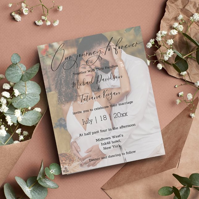 stylish romantic script wedding photo Invitation (Creator Uploaded)