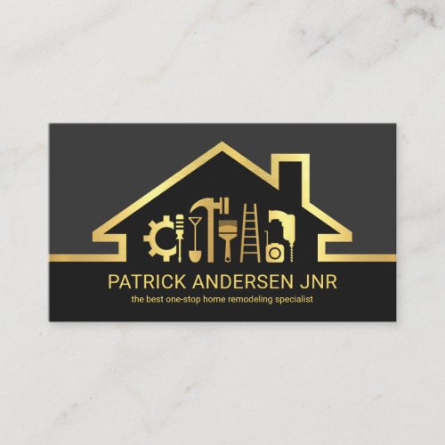 Stylish Roof Gold Handyman Tools Frame Business Card